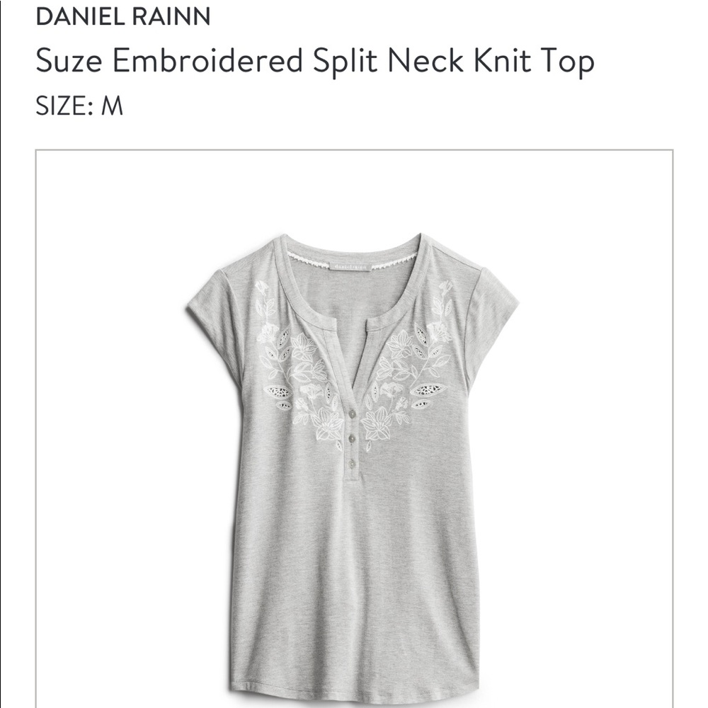 NWT Daniel Rainn Suze Embroidered Knit Top